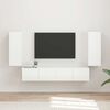 vidaXL Ensemble de meuble TV mural Montage mural 4 pcs Blanc brillant