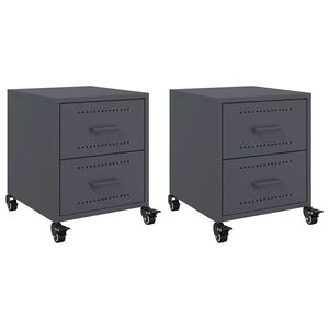 vidaXL Tables de chevet 2 pcs anthracite 36x39x43,5 cm acier