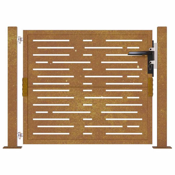 vidaXL Portail de jardin 100x100 cm en acier Corten, design carr&eacute;