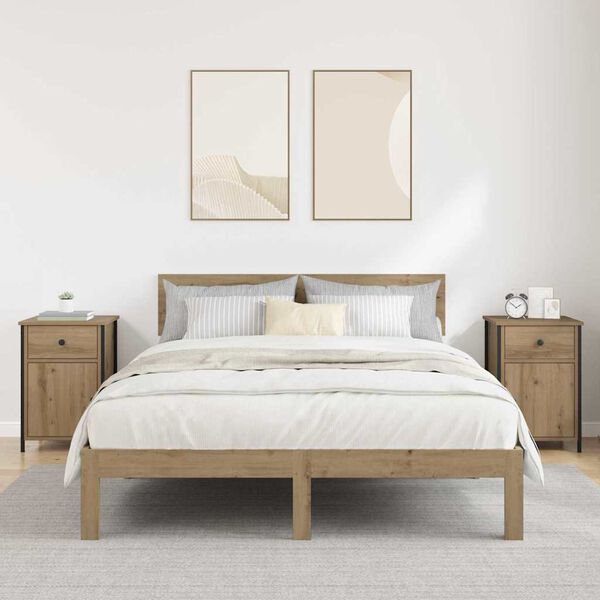 vidaXL Cabinet de chevet 2 pcs Ch&ecirc;ne artisanal 40 x 42 x 60 cm