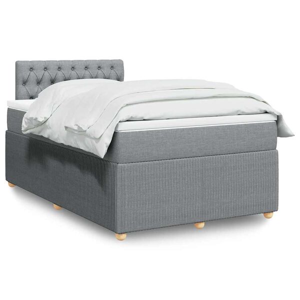 vidaXL Sommier &agrave; lattes de lit et matelas gris clair 120x190 cm tissu
