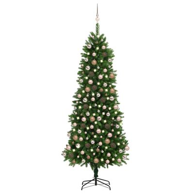 vidaXL Arbre de Noël artificiel pré-éclairé et boules 240 cm vert