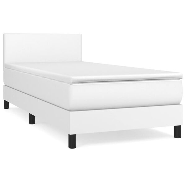 vidaXL Sommier &agrave; lattes de lit avec matelas Blanc 90x190 cm Similicuir