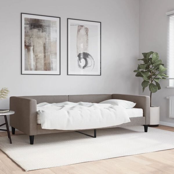 vidaXL Lit de jour avec matelas taupe 100x200 cm tissu