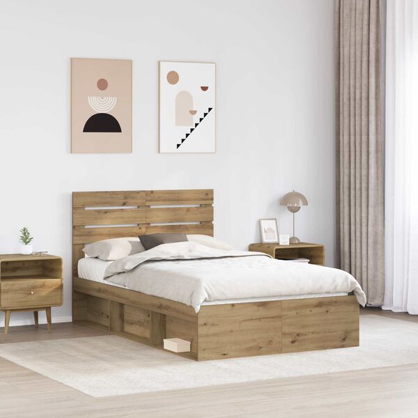 vidaXL Cadre de lit Ch&ecirc;ne artisan 120 x 190 cm Pin massif
