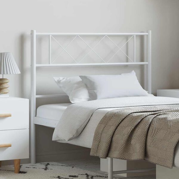 vidaXL T&ecirc;te de lit de remplacement m&eacute;tal blanc 100 cm