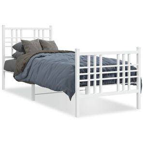 vidaXL Cadre de lit m&eacute;tal sans matelas avec pied de lit blanc 80x200cm