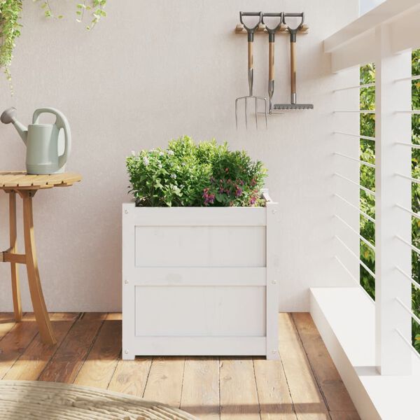 vidaXL Jardini&egrave;re blanc 50x50x50 cm bois de pin massif