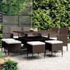 vidaXL Ensemble &agrave; manger de jardin 9 pcs R&eacute;sine tress&eacute;e Marron