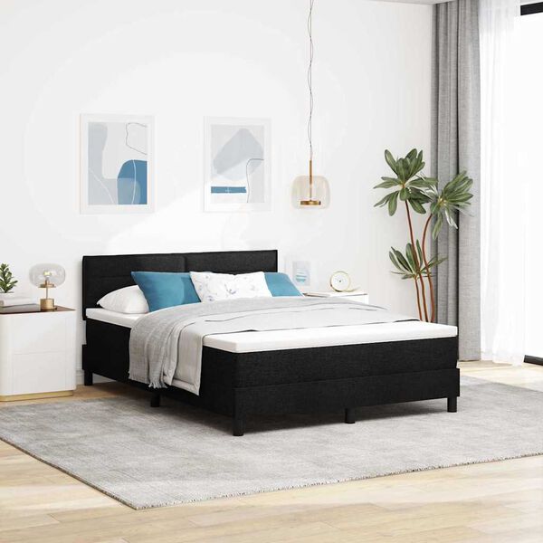 vidaXL Lit &agrave; ressorts avec matelas avec LED Noir 160 x 200 cm tissu