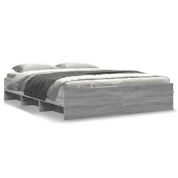 vidaXL Cadre de lit sans matelas sonoma gris 160x200cm bois ing&eacute;nierie