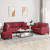 vidaXL Ensemble de canap&eacute;s 3 pcs et coussins rouge bordeaux similicuir
