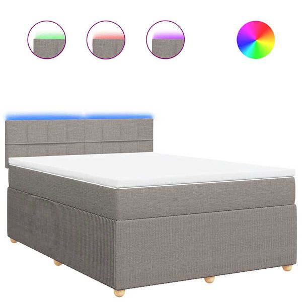 vidaXL Sommier &agrave; lattes de lit avec matelas Taupe 140x200 cm Tissu