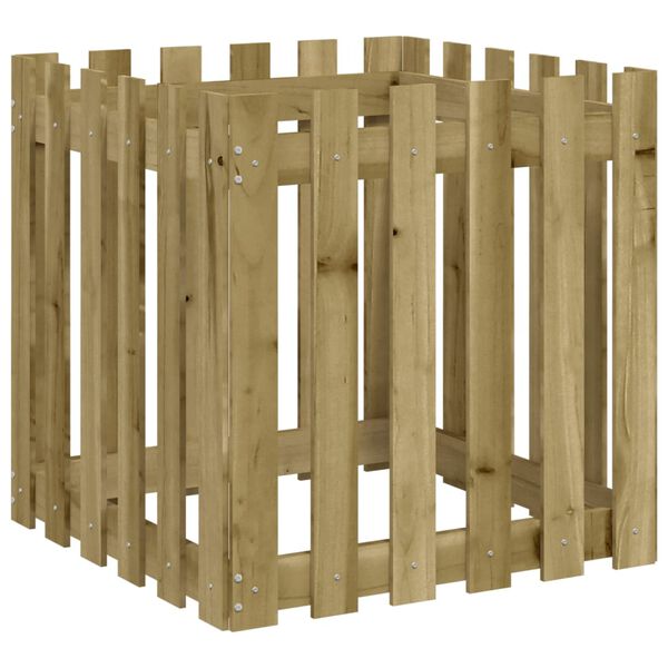 vidaXL Jardini&egrave;re avec design de cl&ocirc;ture 60x60x60 cm pin impr&eacute;gn&eacute;