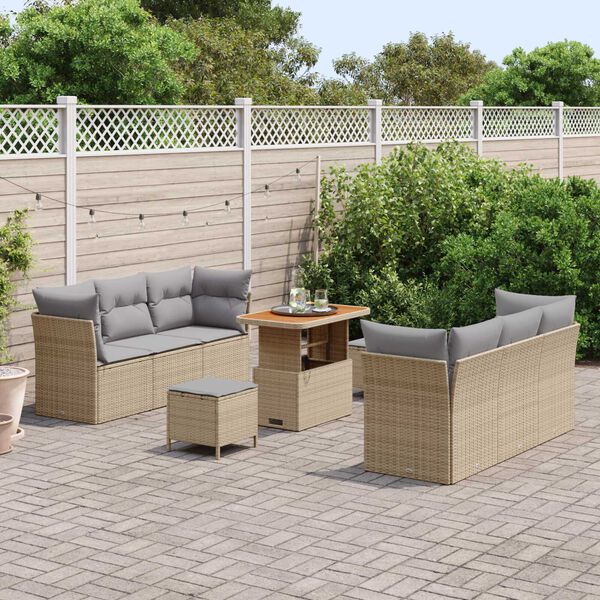 vidaXL Ensemble de canap&eacute; de jardin 9 pcs Beige et Gris clair