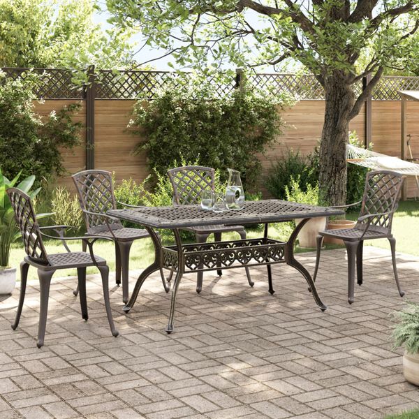 vidaXL Ensemble manger de jardin 5 pcs bronze aluminium coul&eacute;