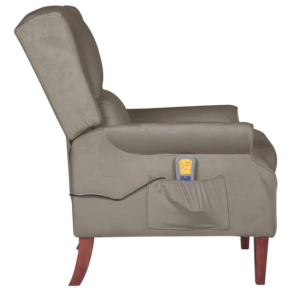 vidaXL Fauteuil de massage inclinable Gris clair Velours