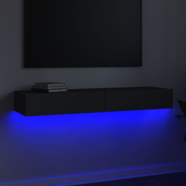 vidaXL Meuble TV avec lumi&egrave;res LED Gris 120x35x15,5 cm