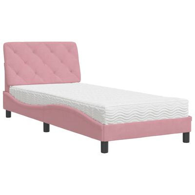 vidaXL Lit avec matelas rose 80x200 cm velours