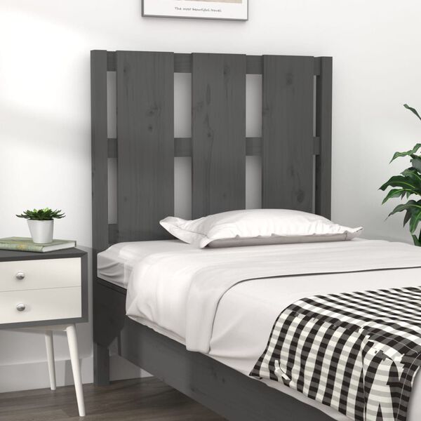 vidaXL T&ecirc;te de lit Gris 80,5x4x100 cm Bois massif de pin
