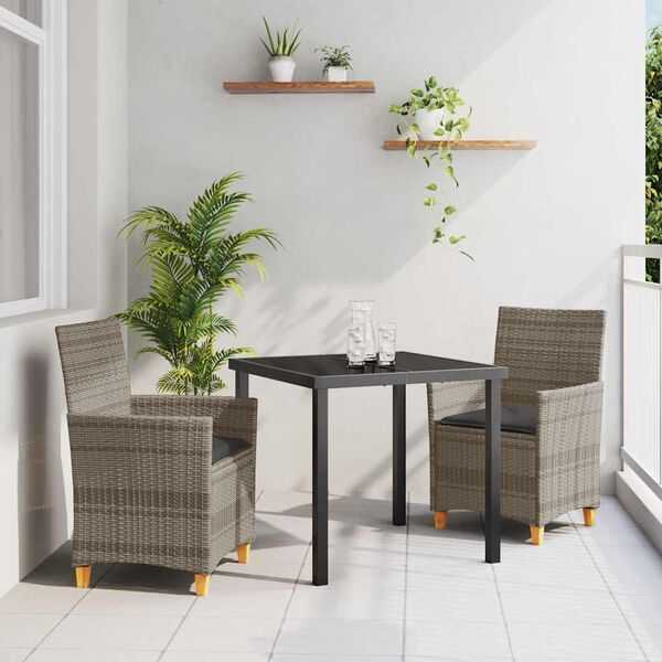 vidaXL Ensemble de salle &agrave; manger pour jardin 3 pcs Gris polyrotin