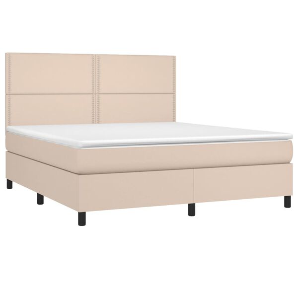 vidaXL Sommier &agrave; lattes de lit avec matelas LED Cappuccino 180x200 cm