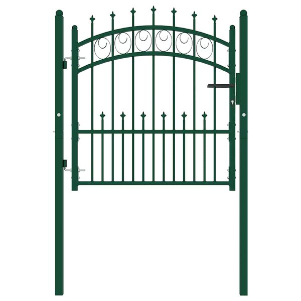 vidaXL Portail de cl&ocirc;ture avec pointes Acier 104x97 cm Vert