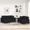 vidaXL Ensemble de canap&eacute;s 3 pcs avec coussins Noir Tissu microfibre