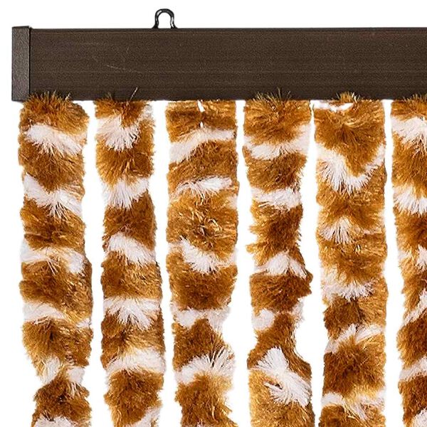 vidaXL Rideau anti-mouches ocre et blanc 56x200 cm chenille