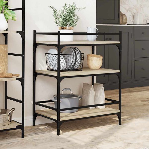 vidaXL Chariot de cuisine ch&ecirc;ne sonoma 65x40x86,5 cm bois d'ing&eacute;nierie