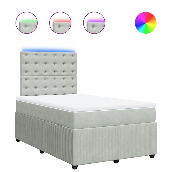 vidaXL Sommier &agrave; lattes de lit et matelas gris clair 120x190cm velours