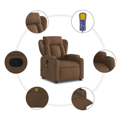 vidaXL Fauteuil de massage inclinable Marron foncé Tissu