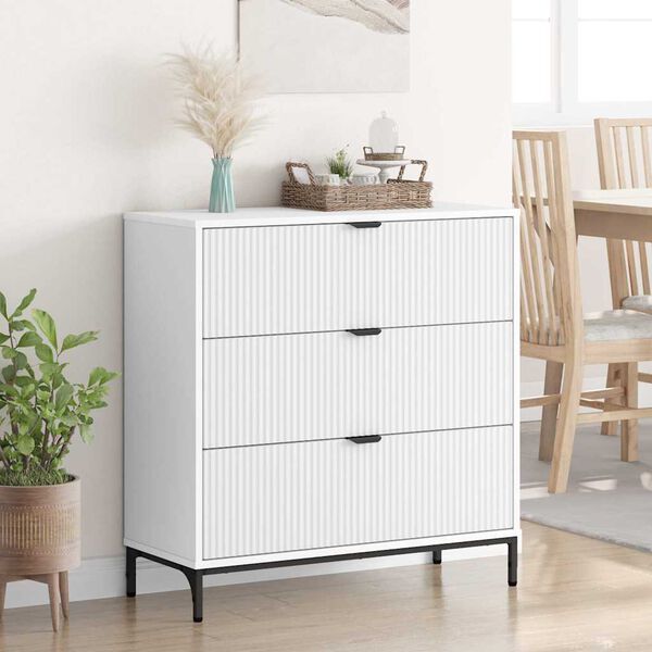 vidaXL Buffet avec tiroir Blanc 79,5 x 33 x 82 cm Bois d'ing&eacute;nierie