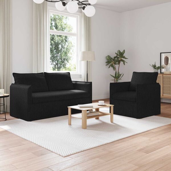 vidaXL Canap&eacute; 2 pcs Noir 196 x 82 x 85 cm tissu