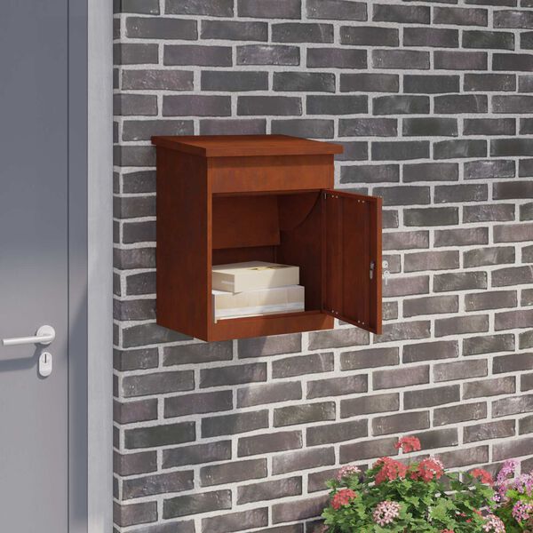 vidaXL Bo&icirc;te de d&eacute;p&ocirc;t de colis Rouill&eacute; 47,5 x 38 x 59 cm Acier patin&eacute;