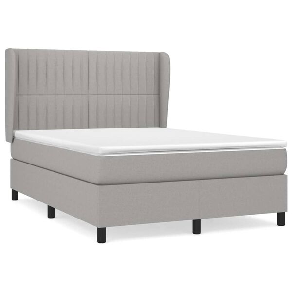 vidaXL Sommier &agrave; lattes de lit avec matelas Gris clair 140x200cm Tissu
