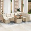 vidaXL Ensemble de canap&eacute; de jardin 9 pcs Beige Poly rotin