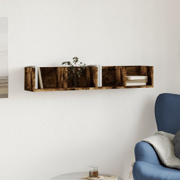 vidaXL Armoire murale ch&ecirc;ne fum&eacute; 99x18x16,5 cm bois d'ing&eacute;nierie