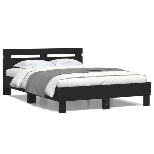 vidaXL Cadre de lit avec LED sans matelas noir 120x190 cm