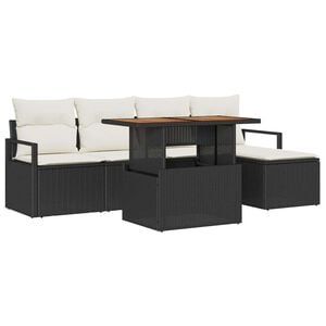 vidaXL Ensemble de salle &agrave; manger pour jardin 6 pcs Noir et Cr&egrave;me