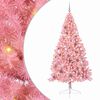 vidaXL Sapin de No&euml;l artificiel pr&eacute;-&eacute;clair&eacute; Rose 240 cm PVC