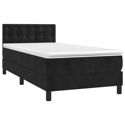 vidaXL Sommier à lattes de lit avec matelas Noir 90x190 cm Velours