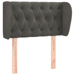 vidaXL T&ecirc;te de lit avec oreilles Gris fonc&eacute; 83x23x78/88 cm Velours