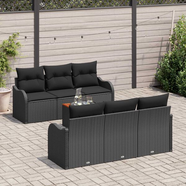 vidaXL Ensemble de canapé de jardin 7 pcs Noir