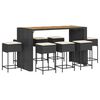 vidaXL Ensemble de bar de jardin 9 pcs avec coussins noir poly rotin