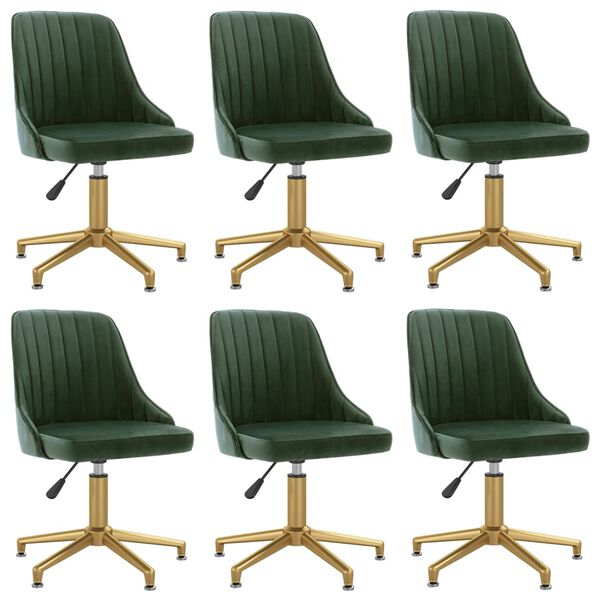 vidaXL Chaises pivotantes &agrave; manger lot de 6 vert fonc&eacute; velours