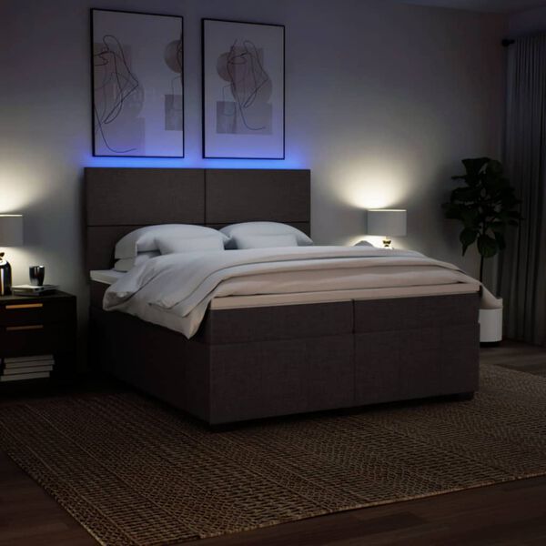 vidaXL Sommier &agrave; lattes de lit avec matelas Marron fonc&eacute; 200x200 cm