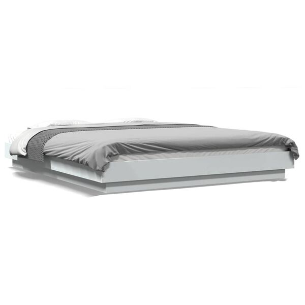 vidaXL Cadre de lit avec lumières LED sans matelas blanc 160x200 cm
