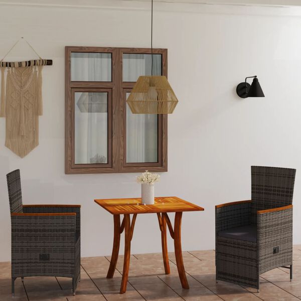vidaXL Ensemble &agrave; manger de jardin 3 pcs gris