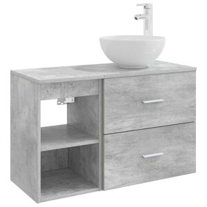 vidaXL Ensemble de mobilier de salle de bain 2 pc Gris b&eacute;ton